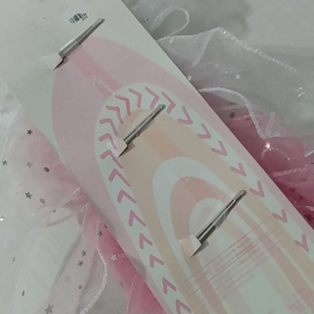 3 Pc.‎ Pink and White Sheer Hair Bow Clips With Rhinestones
